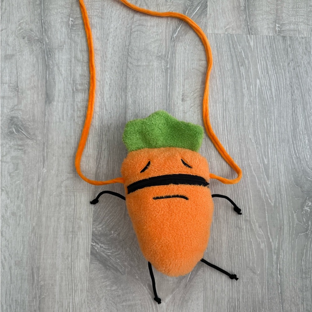 Orange and Green Carrot Plush Bag